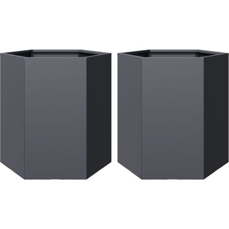 Vaso per fioriera aiuola rialzata piante fiori giardino terrazze set da 2 esagoni 46 x 40 x 45 cm acciaio antracite 020039072