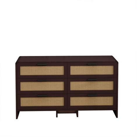 CAIziMeuble d'angle incurvé en rotin de 130 cm, brun rougeâtre (1/5)