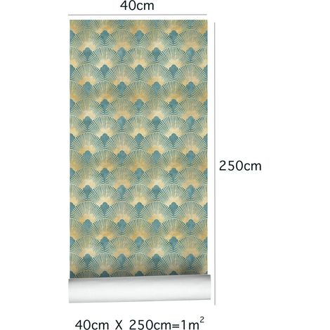 Vliestapete mit grün-goldenem Art-déco-Muster – 2,5 m x 0,4 m (1/4)