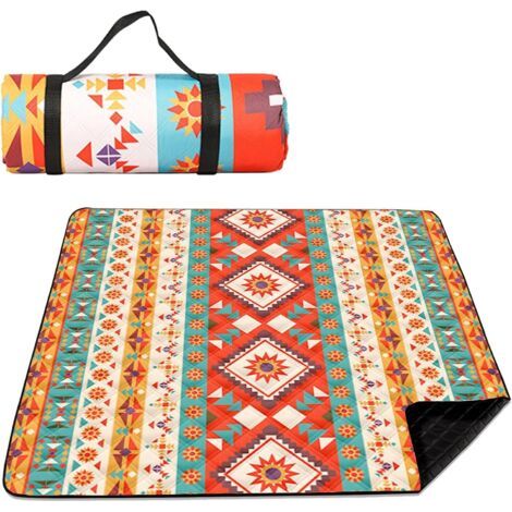 Couverture de Pique-nique Imperméable Grand Tapis de Pique-nique Sangle de Transport pour Camping, Parc, Jardin, Plage, Extérieur, Lavable en Machine, Pliable et Portable, Résistant à l'Eau (1/5)