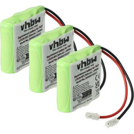 vhbw 3x Akku kompatibel mit Digi-Phone RCL950 schnurlos Festnetz Telefon (300 mAh, 3,6 V, NiMH) - Ersatz für T427, 30AAAM3BMX