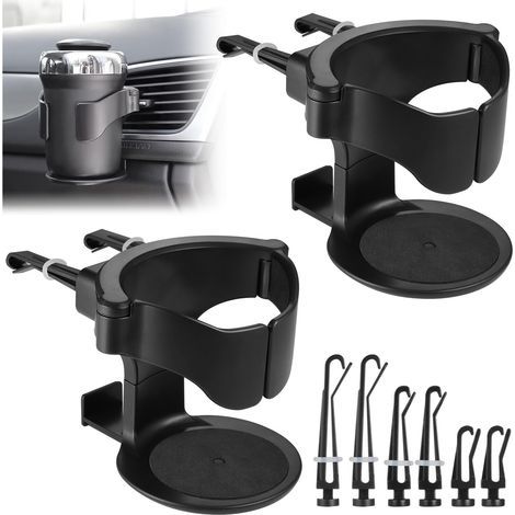 2 Pièces Porte Gobelet Voiture, Universel Support de Ventilation Réglable avec 3 Pares Clips, Support de Bouteille d'eau pour Grille daération de Voiture, Convient au Diamètre < 8.5 cm (1/5)