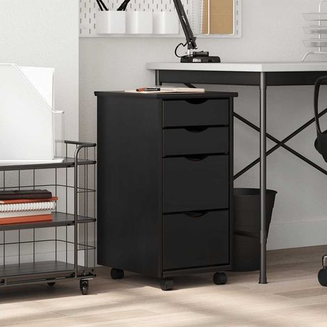 Meubles de Rangement,Armoire roulante avec tiroirs MOSS noir bois de pin solide CFW265121 (1/5)