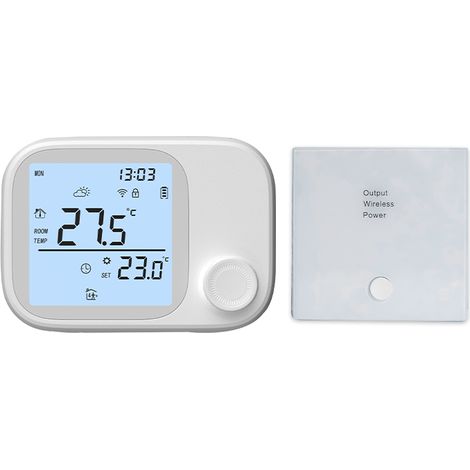 Termostato per caldaia a parete 3A senza WiFi - Programmabile, regolazione tramite manopola rotante, ampio display, bianco (controlla caldaia/pompa ≤600W)
