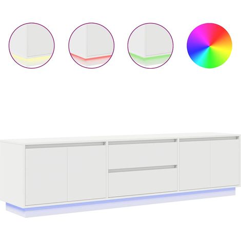 Meuble TV LED RVB avec Rangements Salon en Bois d'Ingénierie Blanc 193,5 x 41 x 50 cm (1/5)
