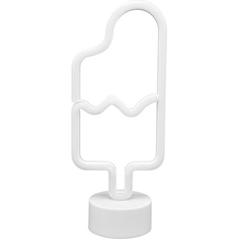 Enseigne néon LED forme glace magnétique mignonne avec socle déco chambre bébé bar fête lumière chaude rose (1/5)