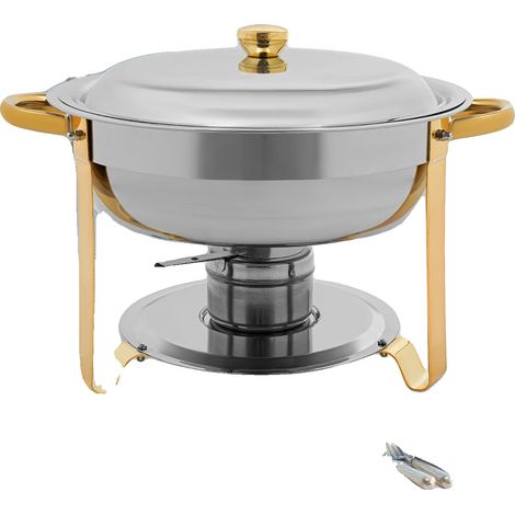 Set di scaldavivande in acciaio inox, 41 cm x 25 cm, capacità 4,5 L, dimensioni del recipiente per alimenti 33,8 cm x 7 cm, dimensioni del recipiente per l'acqua 33,3 cm x 8,4 cm (1/5)