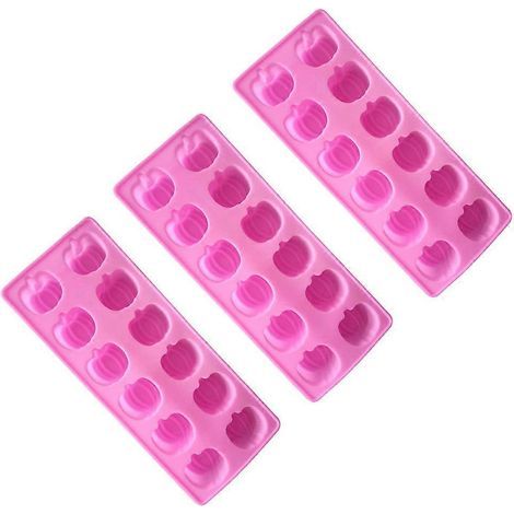 3er-Set Kürbis-Eiswürfelformen mit 12 Fächern für Halloween – 9,4 x 22,3 cm – Rosa (1/4)