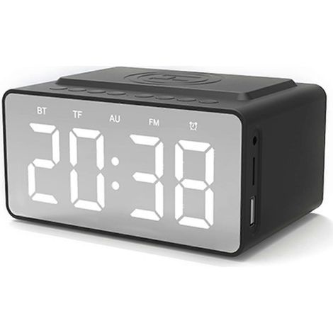 Enceinte sans fil Bluetooth 5.0 avec réveil, chargeur, radio FM, lecteur MP3 et microphone mains libres. (1/5)