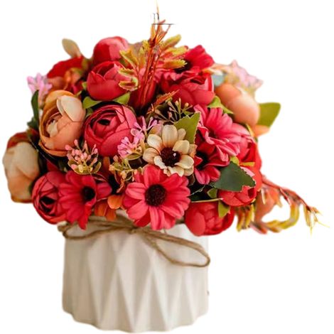 Mini Hydrangea Artificial Flowers - Ceramic Vase - Office Desktop Home Decor - 1 Piece (1/5)