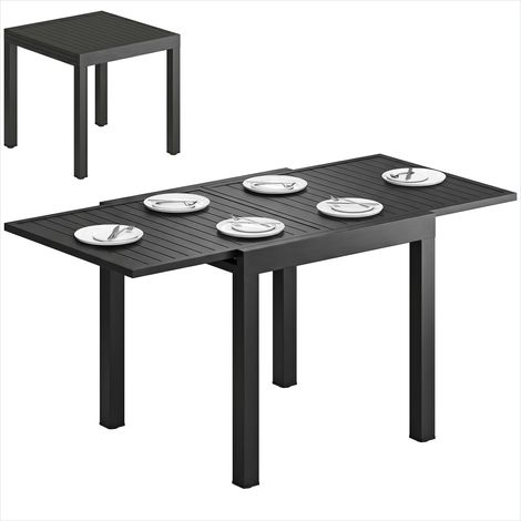 Table de jardin extensible aluminium 80-160 cm 4-6 personnes Noir (1/5)