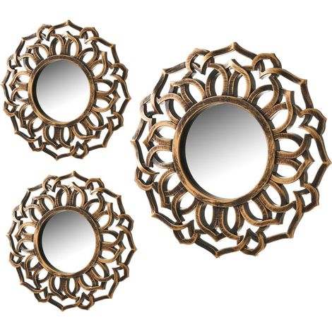 Set de 3 Miroirs muraux or patiné (1/3)