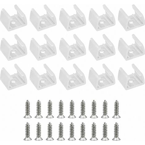 Clips de fixation blancs pour ruban LED (50 pièces), supports de fixation néon avec vis, silicone 12-14 mm (1/5)