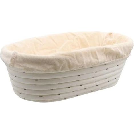 Ensemble de fermentation - Panier à pain - Panier de fermentation - Petit panier à pain - Paniers à pain de table - Moules à pâtisserie - avec housse en tissu - Ovale - Couleur bois naturel - 25 × 15 (1/5)