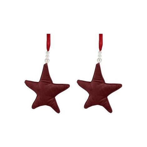 Decorazione ferma tenda stella bordeaux velluto set due (kit da 3)