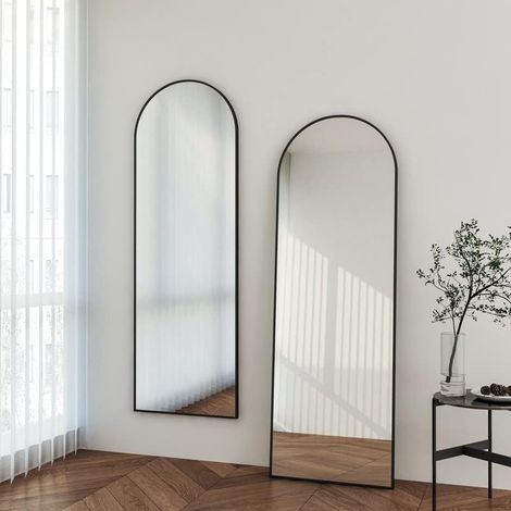 Schwarz Spiegel Ganzkörperspiegel 50x150cm Bodenspiegel Stehen und hängen Körperspiegel Metallrahmen Spiegel für Ankleidezimmer Schlafzimmer Wohnzimmer (1/5)
