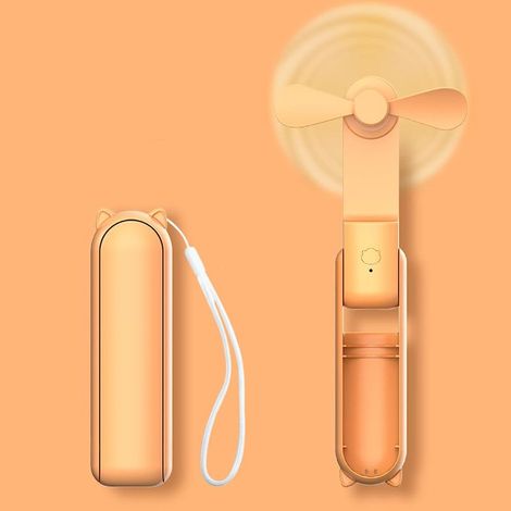 Mini Ventilateur Portable Pliable – Batterie Externe, Rechargeable USB – 3 Vitesses, Léger – Pour Femmes, Voyages, Activités Plein Air – Blanc (1/5)