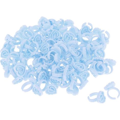 100 pièces de coupelles porte-colle jetables en plastique en forme de cœur et de fleur, pour la pose d'extensions de cils volume.-blue (1/5)