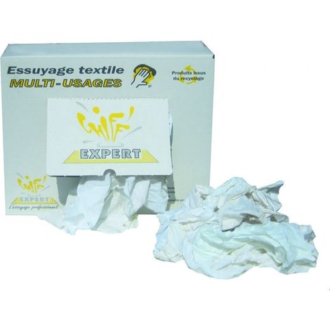 Topcar – Carton de 10 kg de chiffons multi-usages blancs – Chiffons d'essuyage compressés – Pour nettoyage professionnel – Produit recyclé (1/2)