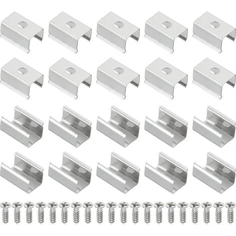 LED Strip Clips, 60pcs Stainless Steel Mounting Brackets with Screws for 8mm to 9mm LED Strip Lighting Cable (1/5)