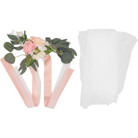 Fleurs Artificielles Pour Chaise Avec Ruban - Décoration Mariage Et Fête - Rose Romantique - Lot De 1 (1/5)