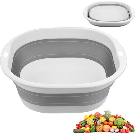 Bassine Pliable, 3.5 LBassine Retractable Nettoyage Ménager Petite Bassine Bucket, Pliable Retractable Lavabo Multifonction, pour Salle de Bains, Cuisine, Jardin, Camping, Gris (1/5)