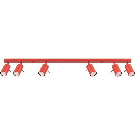 Plafones RING rojo acero 6xGU10 118cm Sollux (1/2)