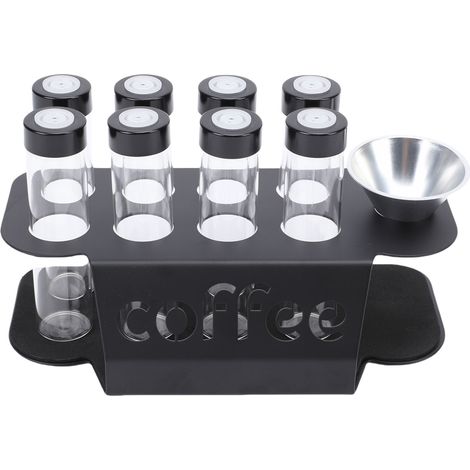 Tubes de stockage de grains de café, avec support de Valve d'échappement unidirectionnel, entonnoir, flacons en verre Transparent pour feuilles de thé, noix, 8 pièces