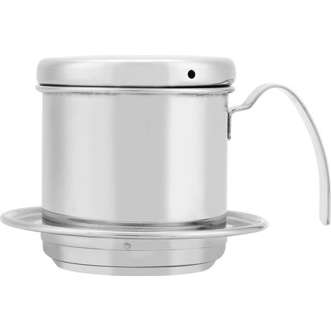 Cafetière/théière en acier inoxydable de 300 ml avec filtre à café, idéale pour la préparation du café à domicile. (1/5)