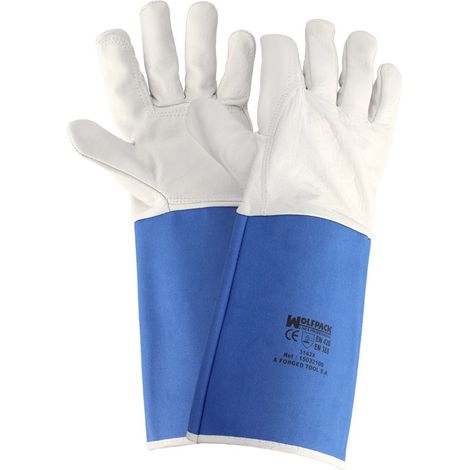 Gants en croûte de cuir Longueur 40 cm. Gant résistant, Gant confortable, Gants de travail, (Paire)