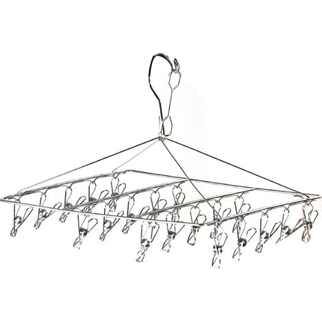 Séchoir à linge en acier inoxydable à plusieurs pinces, sans boucle, carré (1/5)