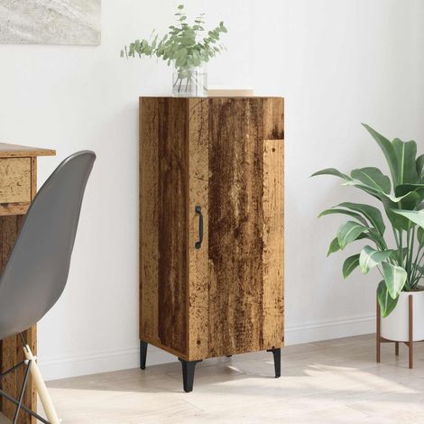 Buffet bois ancien 3 étagères 1 porte en bois d’ingénierie 34,5 x 34 x 90 cm - PANGIVO (1/5)