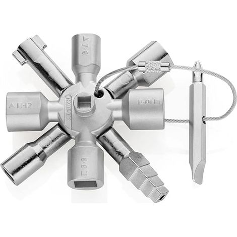 Llave universal para armarios de control, todos los sistemas de cierre comunes, 10 perfiles, 2 cruces, 1 llave, llave universal, 00 11 01 (1/5)