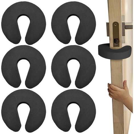6 Pièces - Butée De Porte - Mousse Eva - Protection Doigt Enfant - Forme U Flexible - Pour Portes Intérieures - Noir - 8x9cm