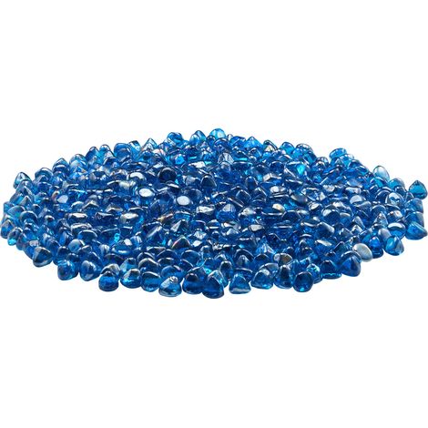 Mophorn Feuerglas, 20 Pfund / 9 kg hitzebeständige Glasperlen für Kamine, 1 Zoll / 25,4 mm reflektierende Feuerstellensteine, glänzende Landschaftsbausteine für Feuerstellentische, Karibikblau