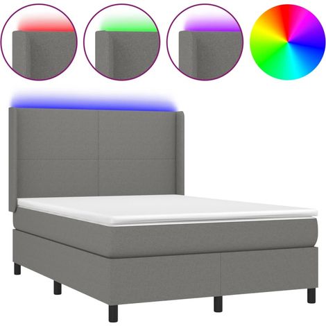 Maison Exclusive - Letto a Molle Materasso e LED Grigio Scuro 140x190cm in Tessuto