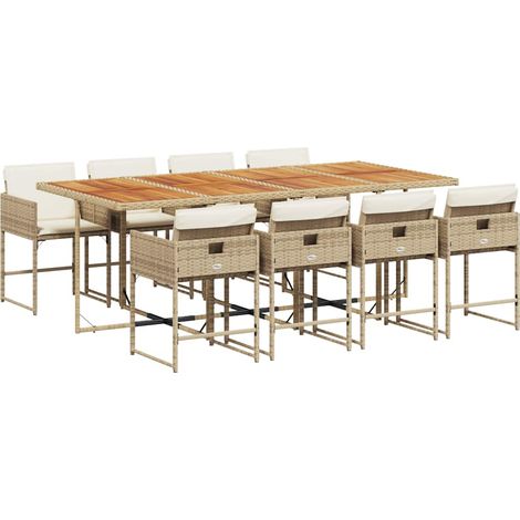 Maison Exclusive - Set da Pranzo da Giardino 9 pz con Cuscini Beige in Polyrattan