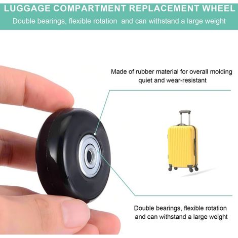 4 Pièces 50mm X 18mm Roulette Valise Remplacement, Caoutchouc Métal Valise Roulette Roue Valise Universelle pour Bagages Valise, Chariot à Main