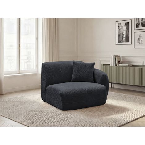 BOBOCHIC - Chauffeuse 1 place avec accoudoir pour canapé modulable ANDA tissu chenille Angle droit  Noir