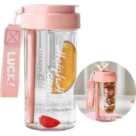Botella de agua con cesta y pajita de 600 ml Simple BD32R