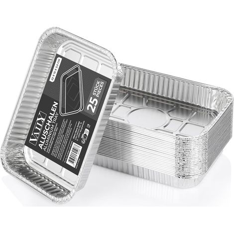 Lot de 25 Bacs récupérateur de graisse en aluminium, Résistant à la chaleur, Pour barbecue à gaz et électrique, Accessoire de cuisson