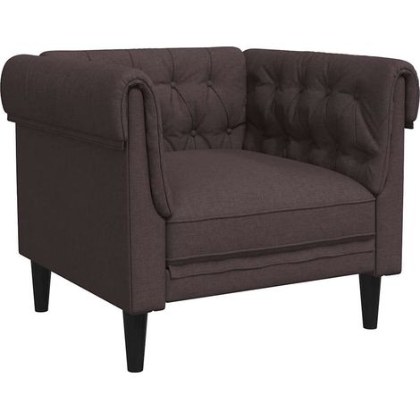 vidaXL Poltrona Chesterfield Marrone Scuro in Tessuto (1/5)