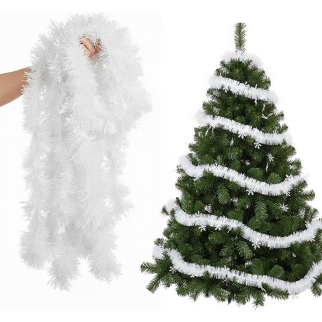 Weihnachtsgirlande 10m Weiß Schaumstoff für Baum & Deko Innen/Außen