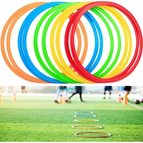 TRADE SHOP - Set 10 Pz Cerchi Piatti Colorati Per Fitness Esercizi Di Coordinazione Da 40cm - (1/2)