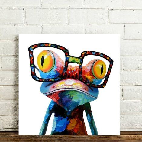 50x50cm Mehrfarbiger Tier-Leinwanddruck in großem Format mit Holzrahmen (50x5cm Frosch, ohne Rahmen) (1/4)
