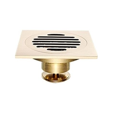 Drain de sol carré salle de bain douche grille de déchets en laiton crépine construite accessoire de maison Antique de qualité sanitaire pur drain de sol en cuivre 10 10Cm (1/5)