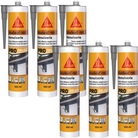6er-Set Silikon-Dichtstoffe SIKA Sikaseal-185 Schreinerei - Grau - 300ml