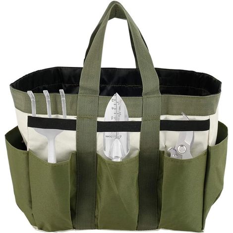 Sac porte-outils de jardin en tissu Oxford résistant avec 8 poches - Organisateur de jardin multifonctionnel et réutilisable