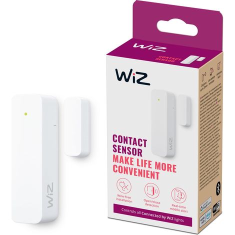 Sensor de Contacto WiZ - Vigilancia del hogar, alertas en Tiempo Real, alarmas Luminosas, fácil instalación, Seguridad doméstica, Control de Aplicaciones, conexión con cámaras y Luces WiZ