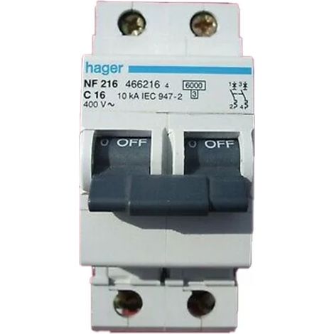 Hager NFN206 Disyuntor 2P 6/10kA 6A curva C